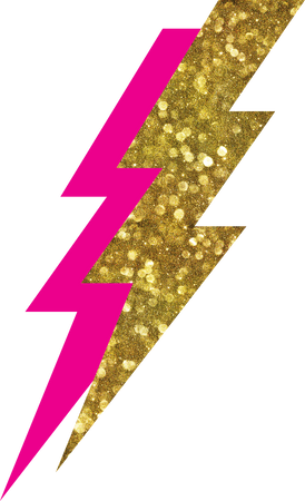 Double Lightening Bolt - Pink Gold Glitter